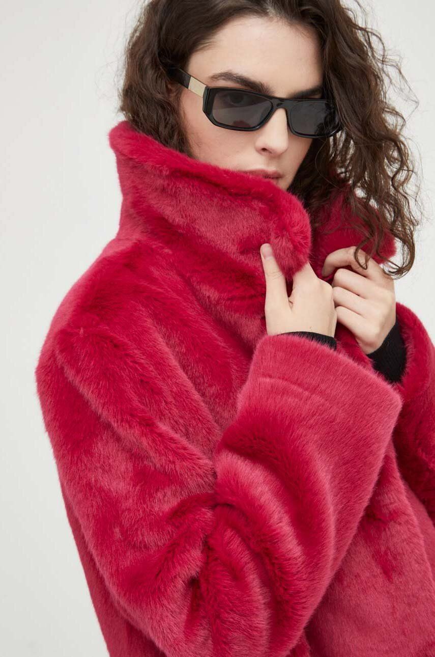 Kabát PS Paul Smith dámský, růžová barva, přechodný - růžová - 100 % Polyester