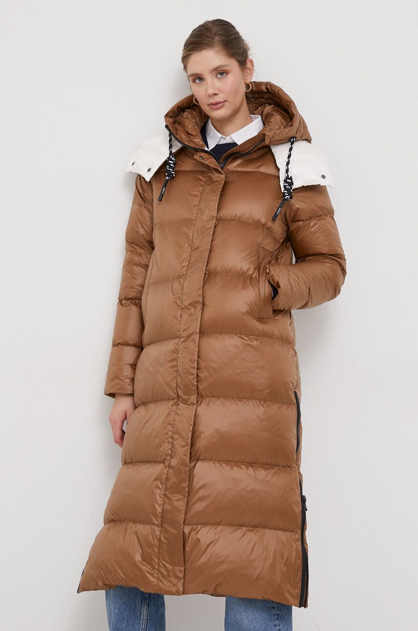 Péřový kabát Deha hnědá barva - hnědá - Hlavní materiál: 100 % Polyamid Podrážka: 100 % Polyami