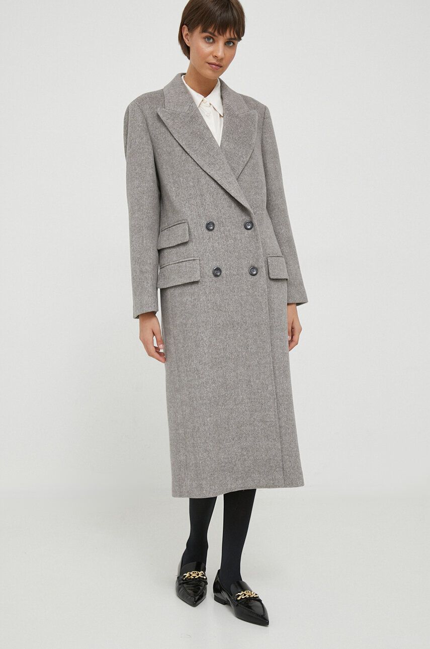Vlněný kabát Sisley béžová barva, přechodný - béžová - Hlavní materiál: 50 % Vlna