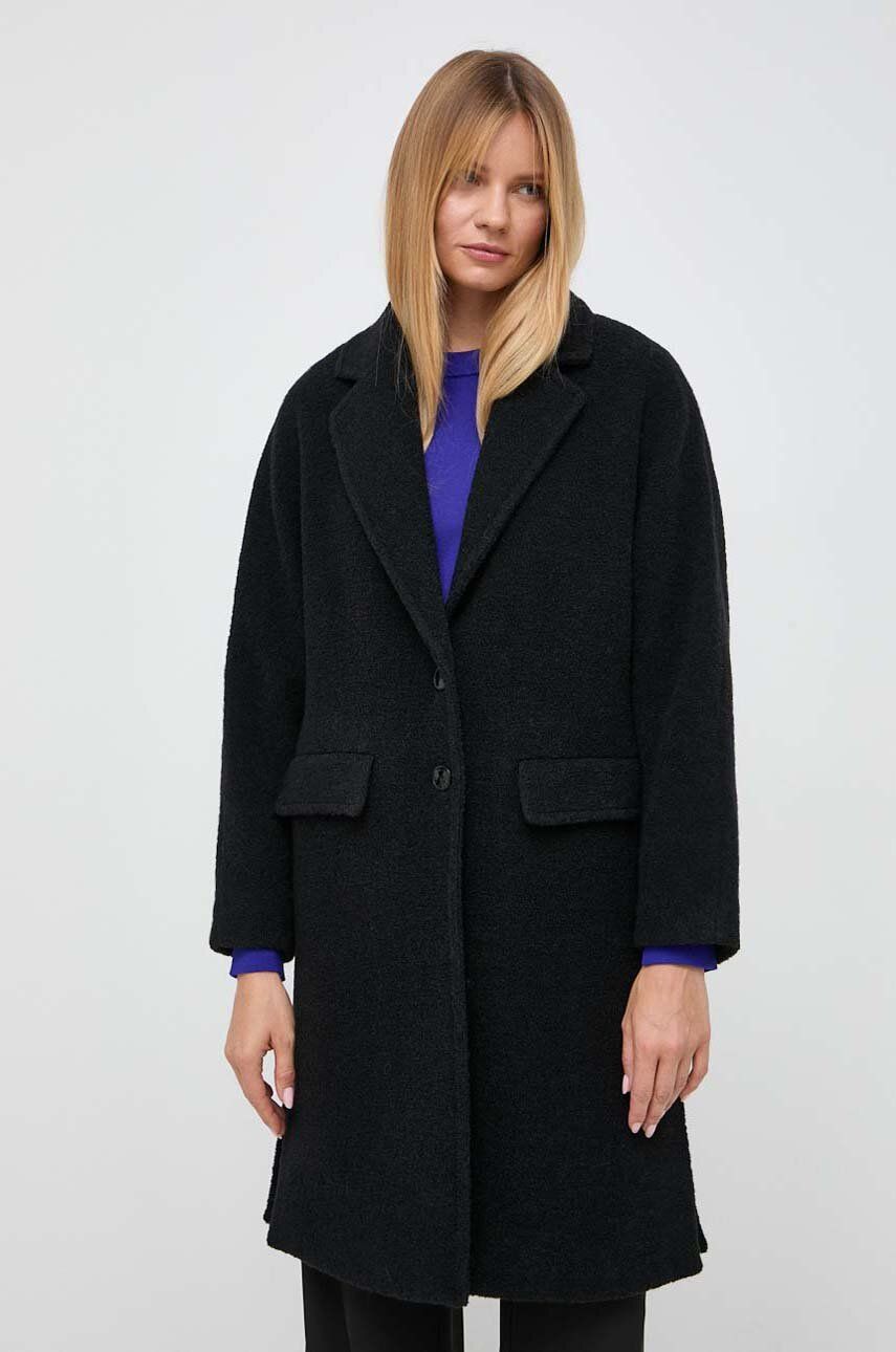 E-shop Vlněný kabát Patrizia Pepe černá barva, přechodný