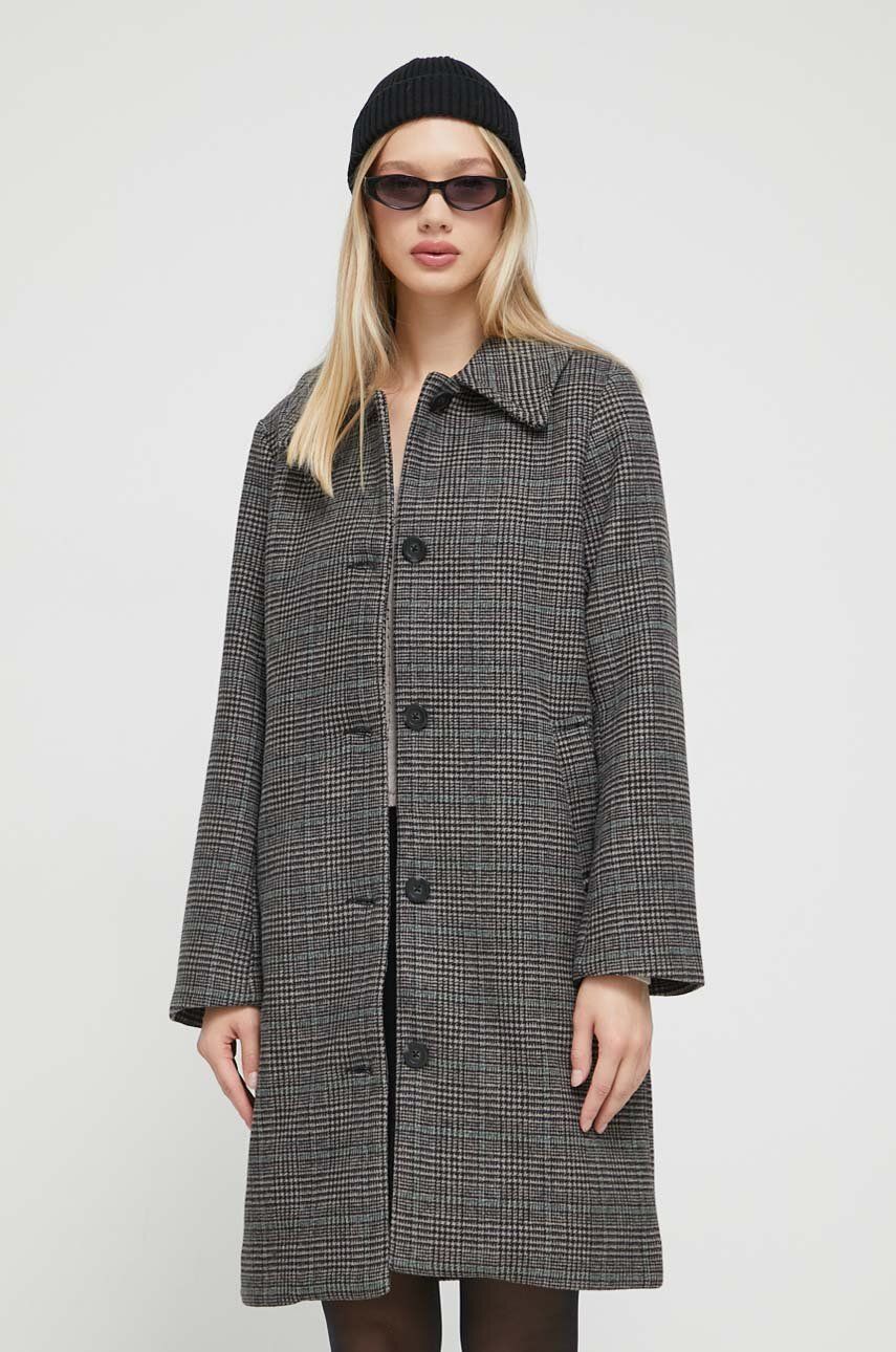 Abercrombie & Fitch palton din lana culoarea gri, de tranzitie