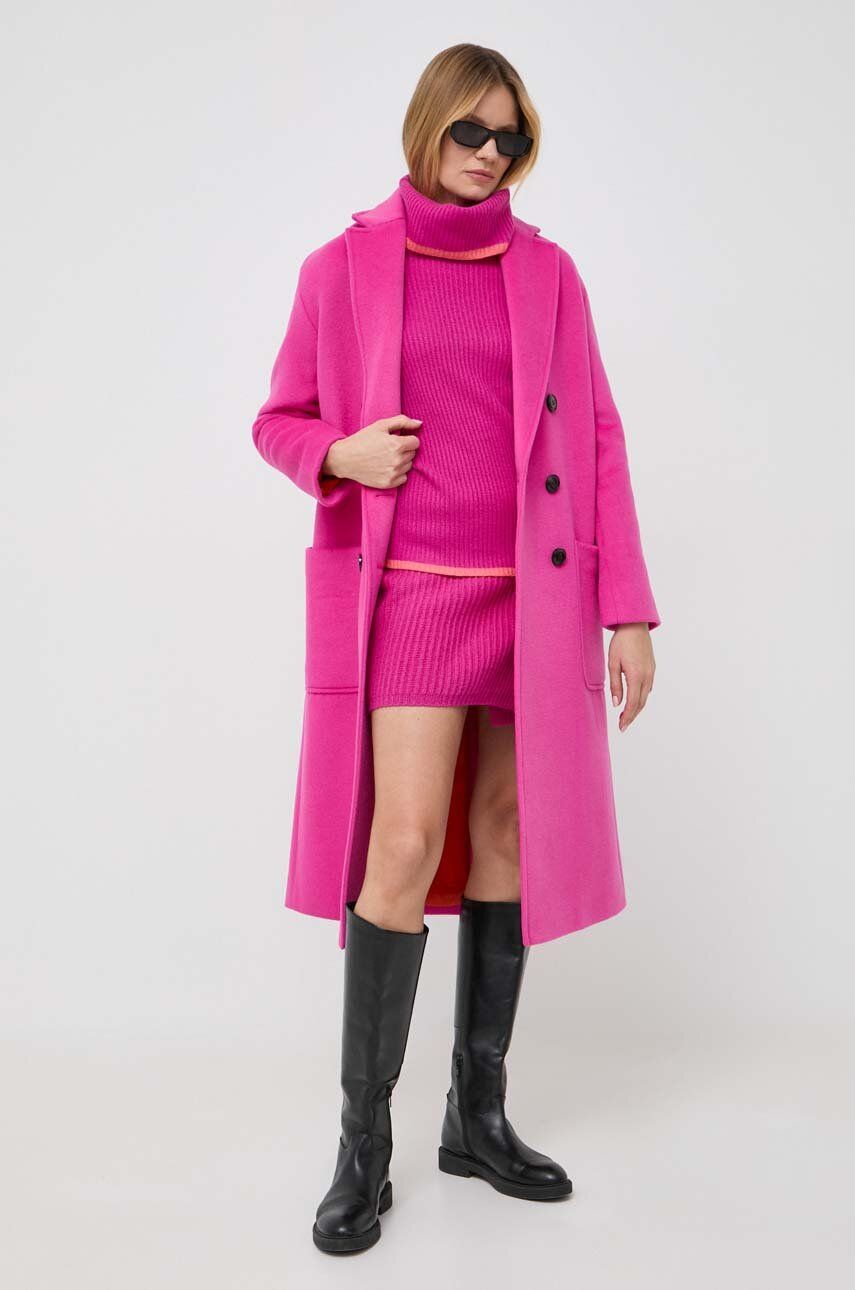 MAX&Co. palton din lana culoarea roz, de tranzitie, oversize