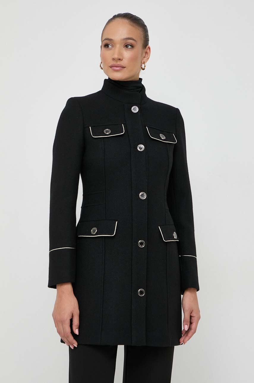 Vlněný kabát Morgan černá barva, přechodný - černá - Hlavní materiál: 60 % Vlna