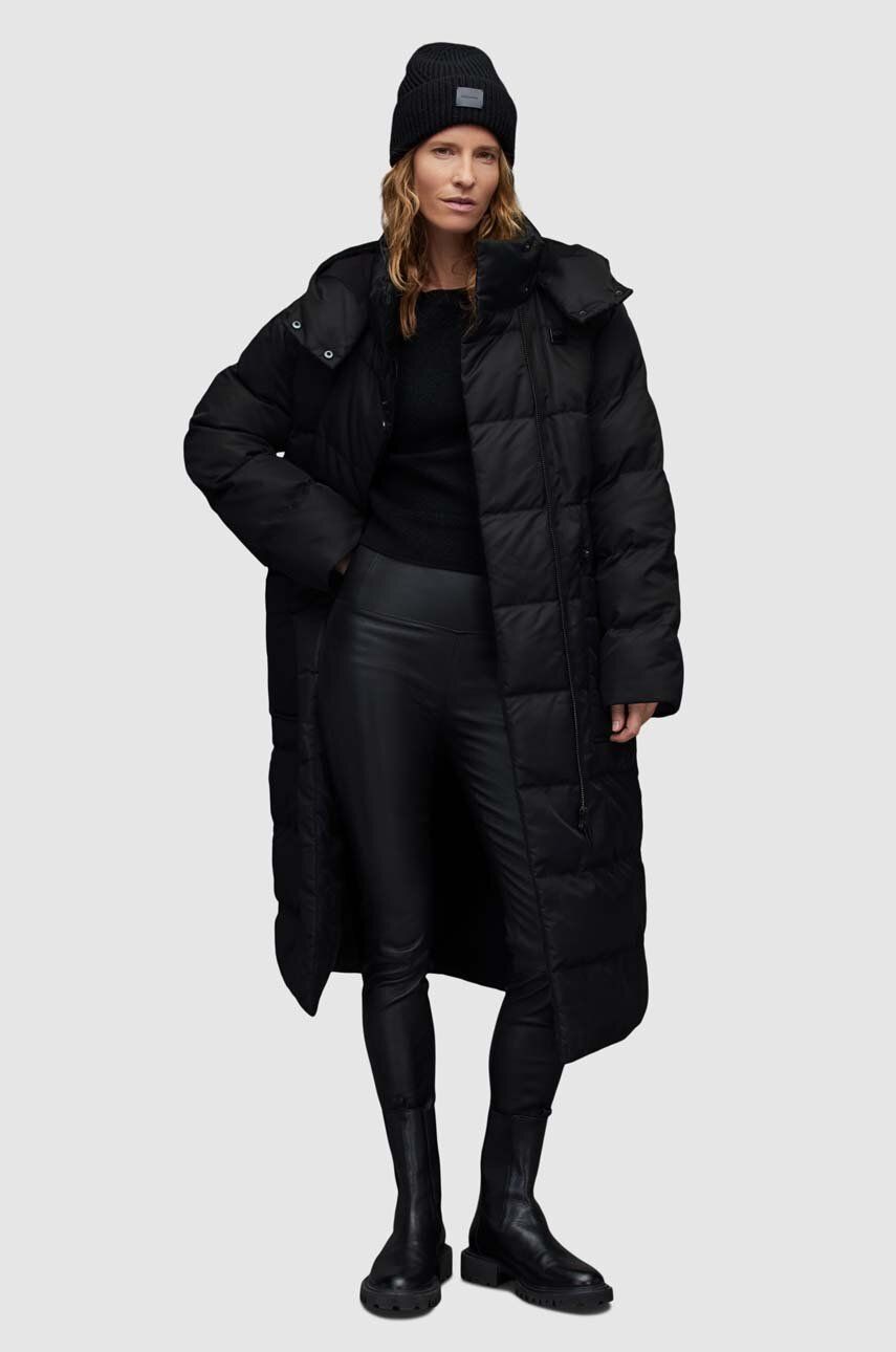 Levně Kabát AllSaints ALLANA PUFFER dámský, černá barva, zimní, oversize