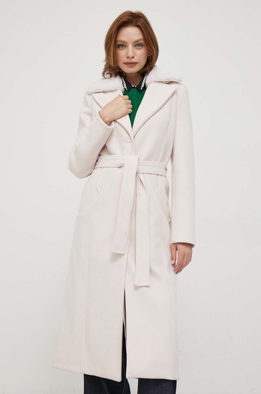 Kabát Artigli dámský, béžová barva, přechodný - béžová - 100 % Polyester