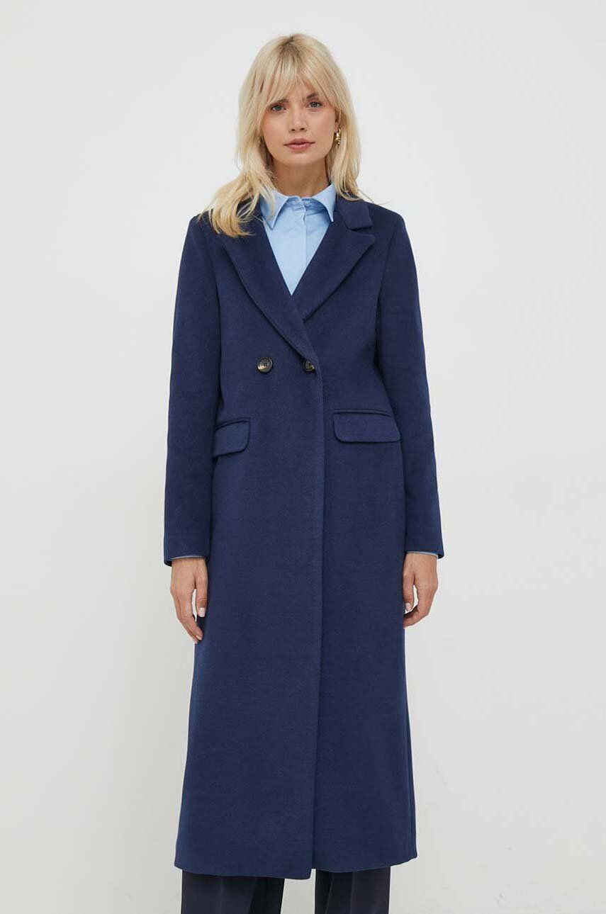 Kabát Artigli dámský, tmavomodrá barva, přechodný, dvouřadový - námořnická modř - 93 % Polyester