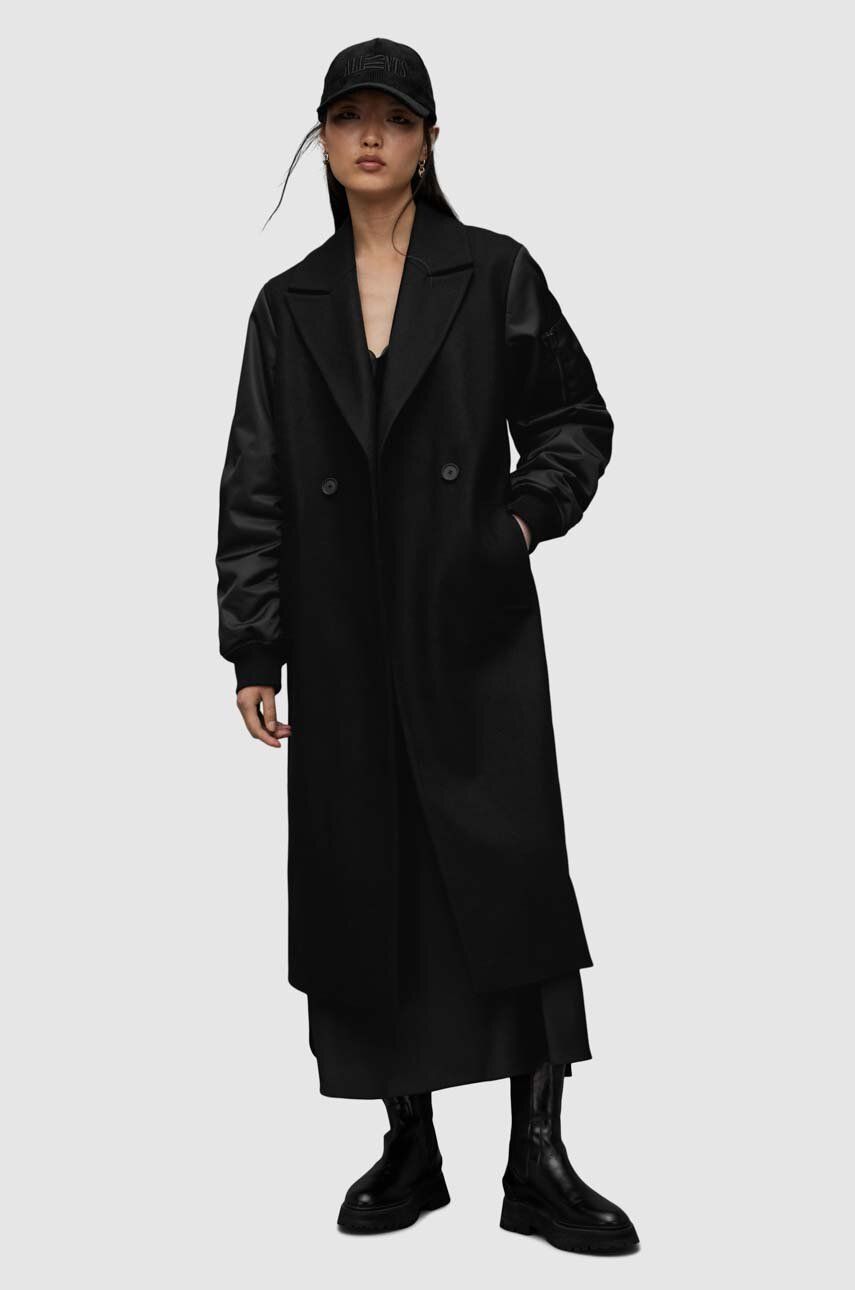AllSaints palton WO103Z PAULAH COAT femei, culoarea negru