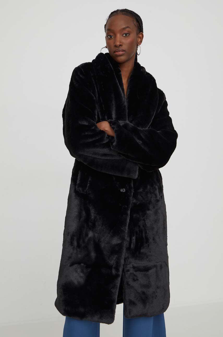 Abercrombie & Fitch palton femei, culoarea negru, de tranzitie