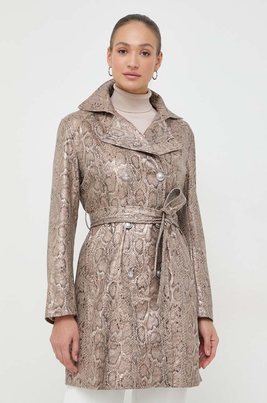 Kabát Guess MILA dámský, béžová barva, přechodný, dvouřadový, W4RL31 WFZU0