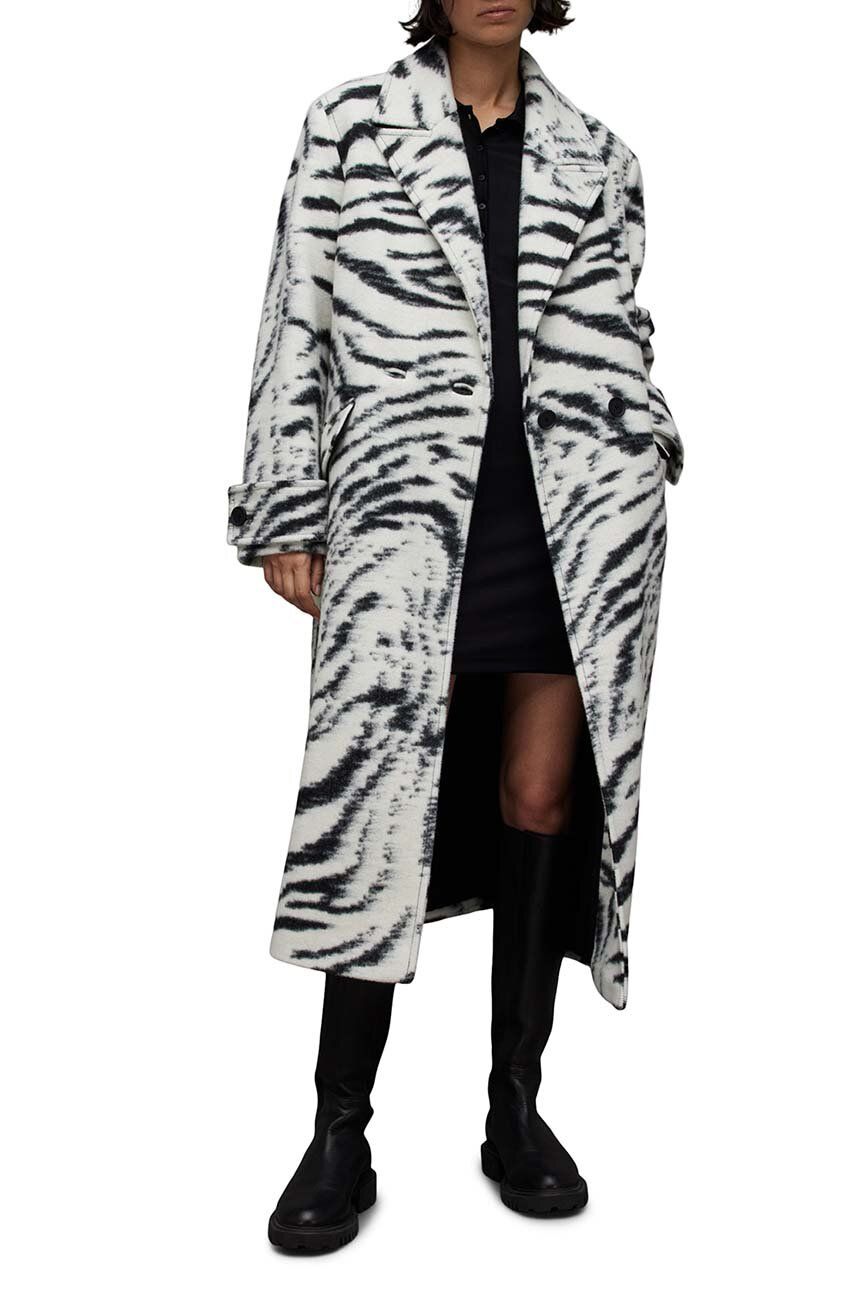 AllSaints palton din lana Mabel culoarea negru, de tranzitie, oversize