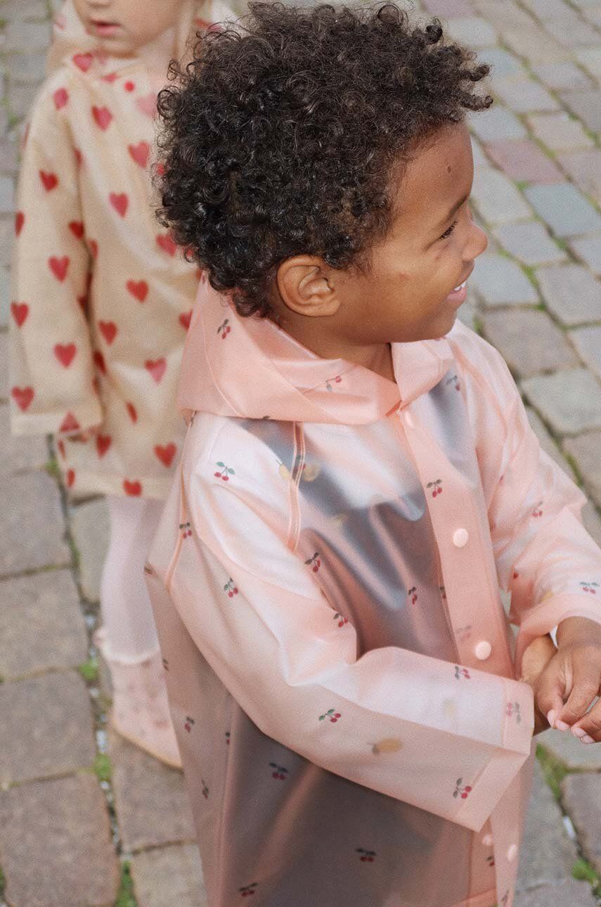Dětský nepromokavý kabát Konges Sløjd růžová barva - růžová - 100 % Termoplastický polyuretan
