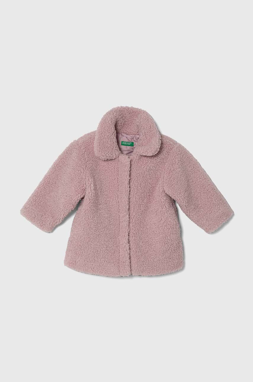 Dětský kabát United Colors of Benetton fialová barva - fialová - 100 % Polyester