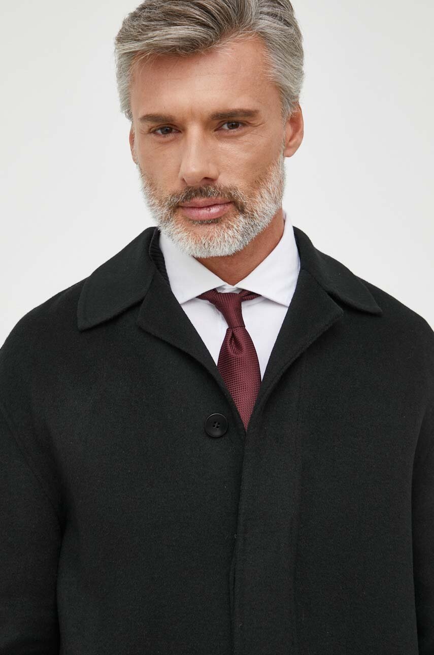 Вовняне пальто Calvin Klein колір чорний перехідне oversize 