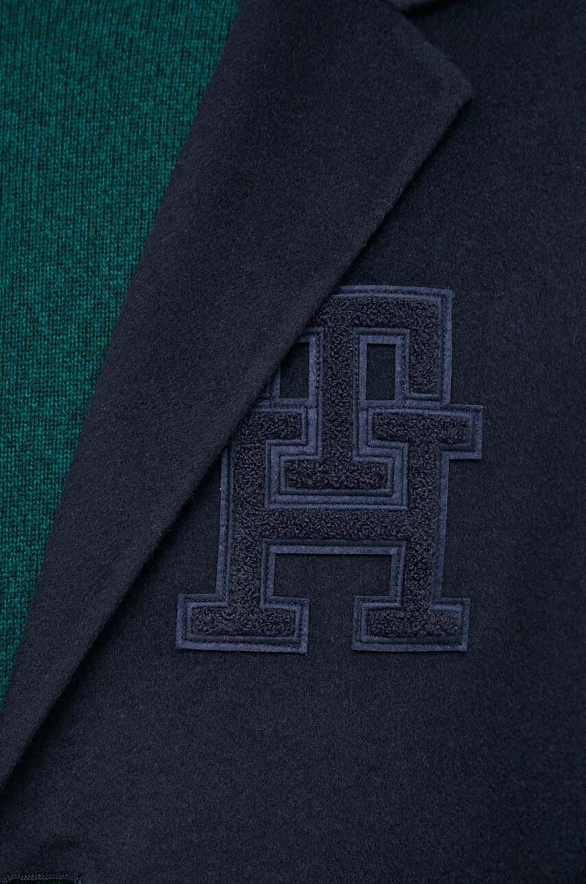 Вовняне пальто Tommy Hilfiger колір синій перехідне 