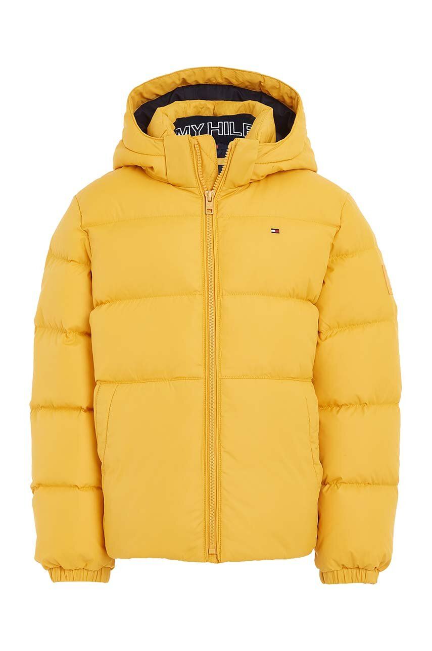 Dětská péřová bunda Tommy Hilfiger žlutá barva - žlutá -  Hlavní materiál: 100 % Polyester