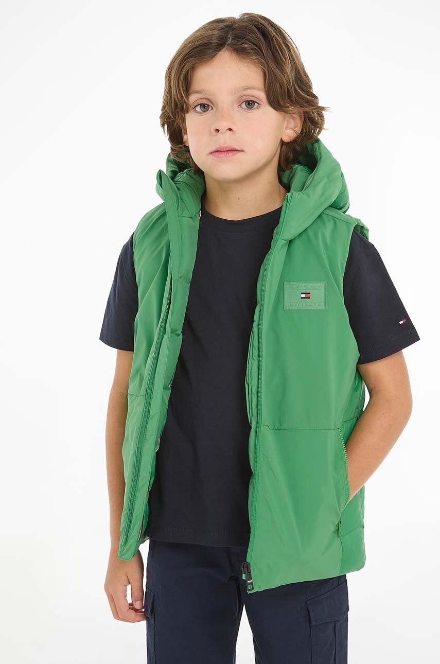 Levně Dětská vesta Tommy Hilfiger zelená barva