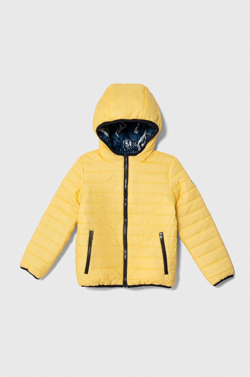 Dětská oboustranná bunda Guess žlutá barva - žlutá - Výplň: 100 % Polyester Materiál č. 1: 100 