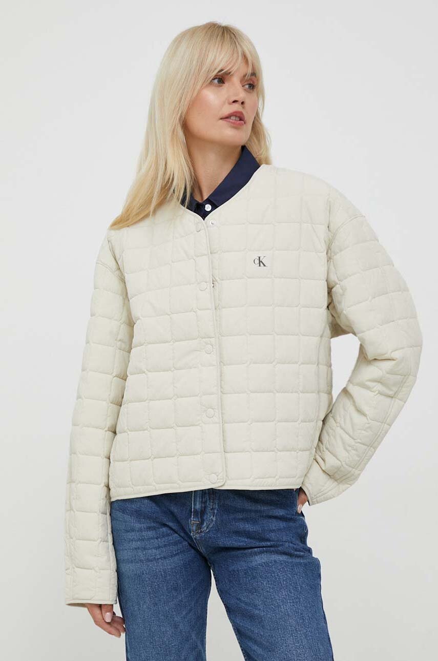 

Яке Calvin Klein Jeans в бежово преходен модел с уголемена кройка, Бежов