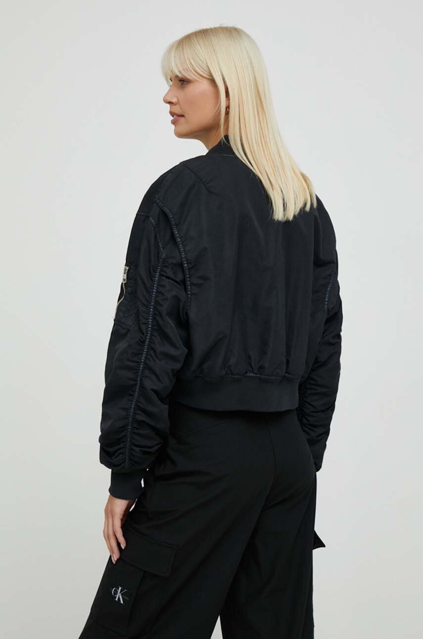 Calvin Klein Jeans bomber dzseki női, fekete, átmeneti termék 2. képe