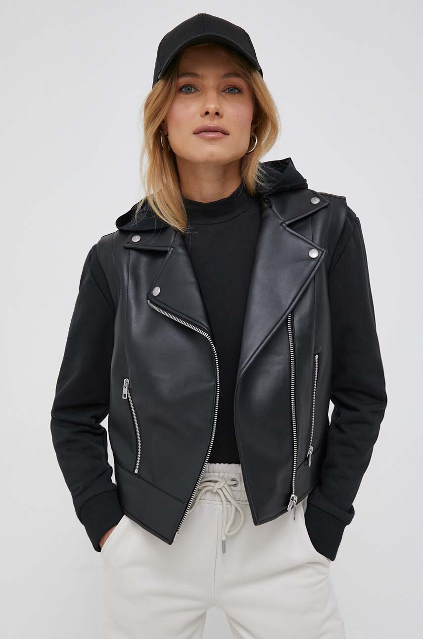 

Рокерско яке Calvin Klein Jeans в черно преходен модел, Черен