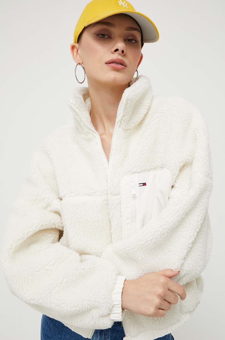 

Кофта Tommy Jeans жіноча колір бежевий однотонна