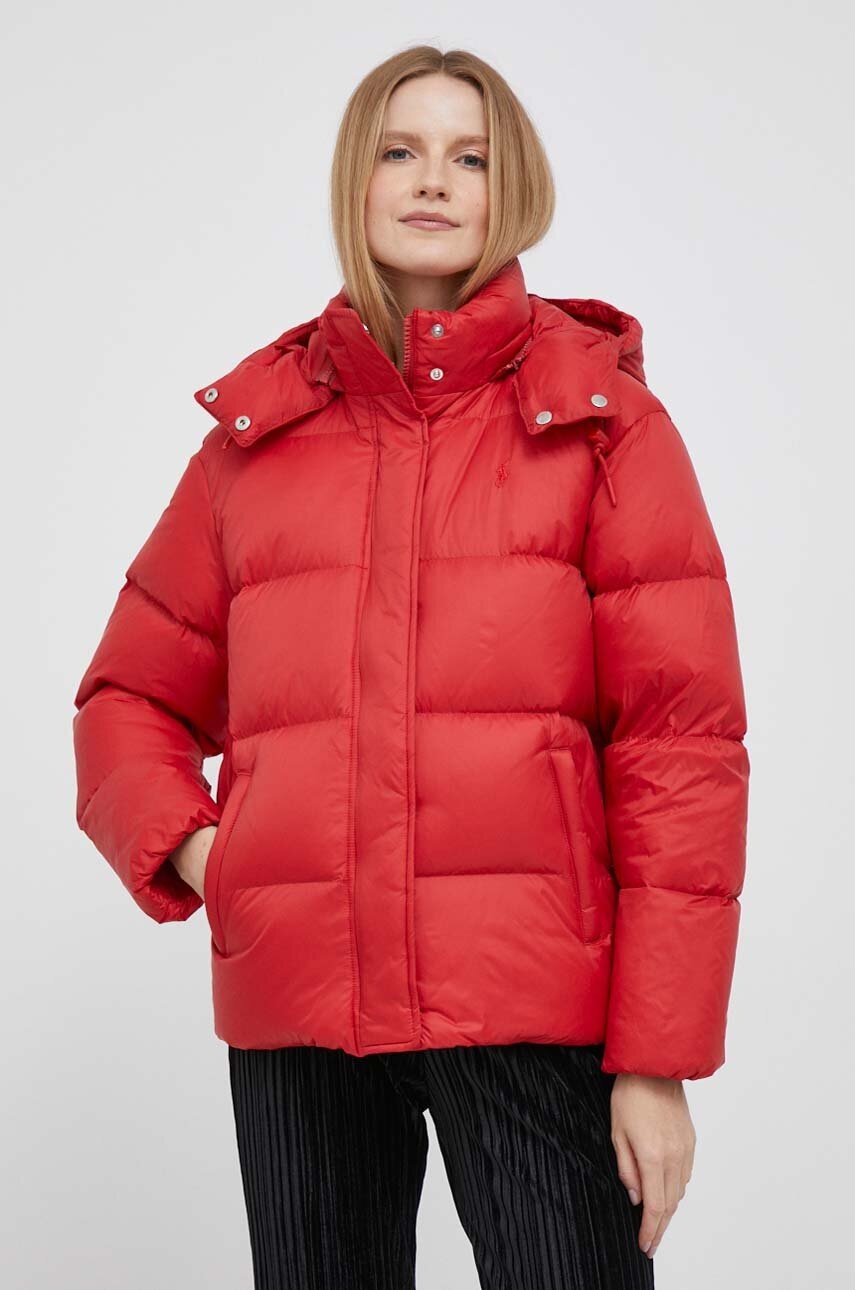

Пуховая куртка Polo Ralph Lauren женская цвет красный зимняя