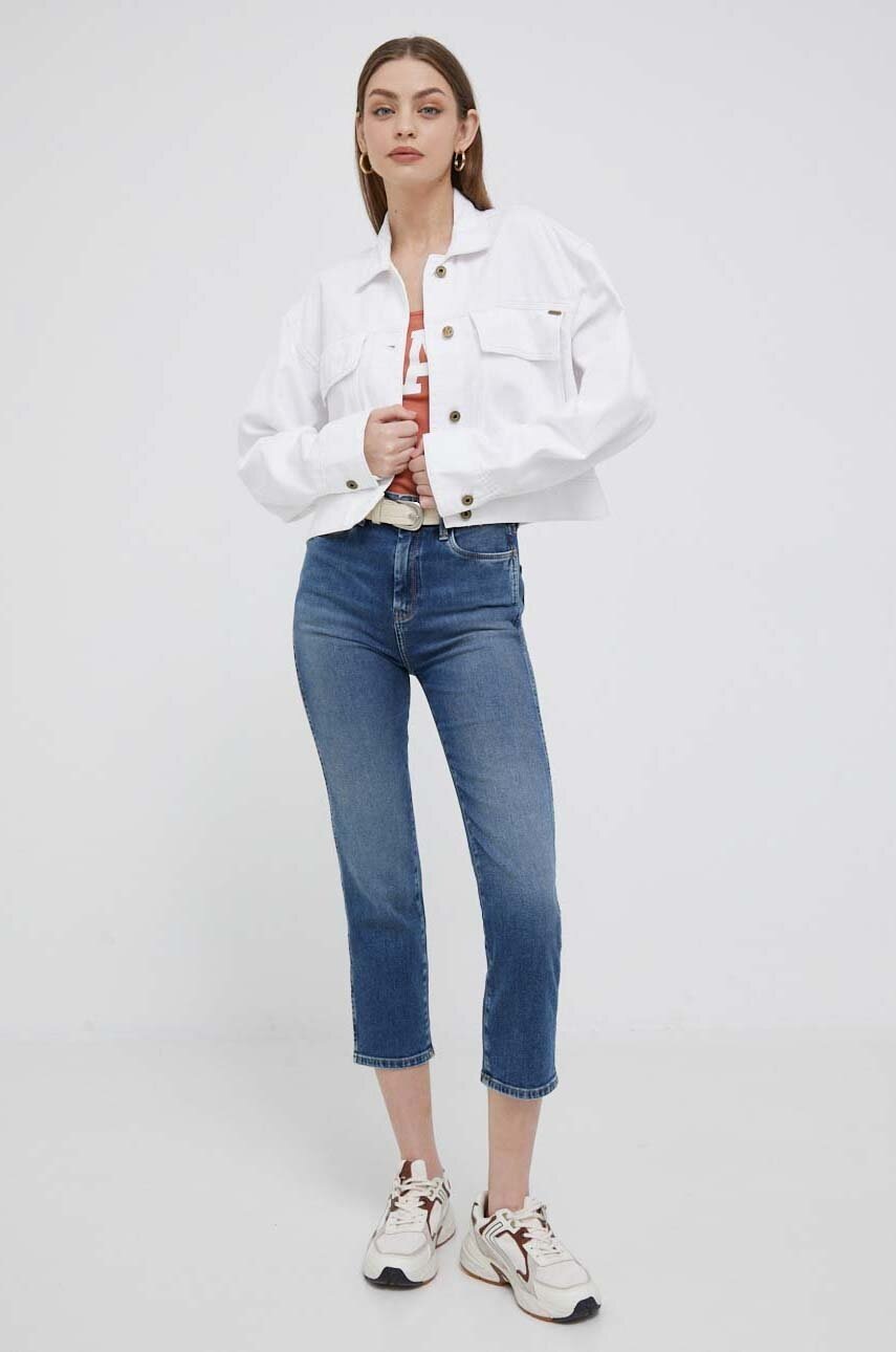 

Джинсовая куртка Pepe Jeans Frankie женская цвет белый переходная oversize