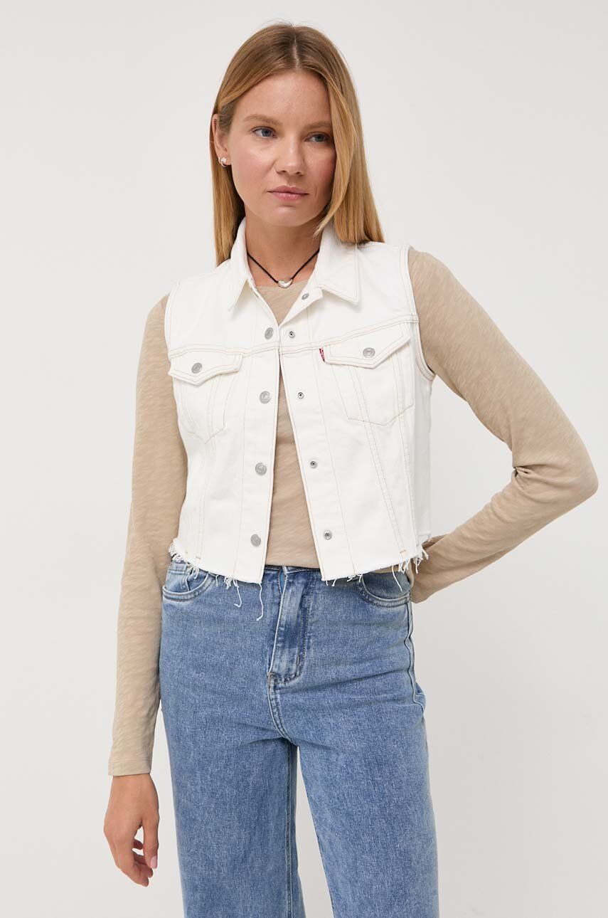 Levi's Vesta De Blugi Femei, Culoarea Alb, De Tranzitie