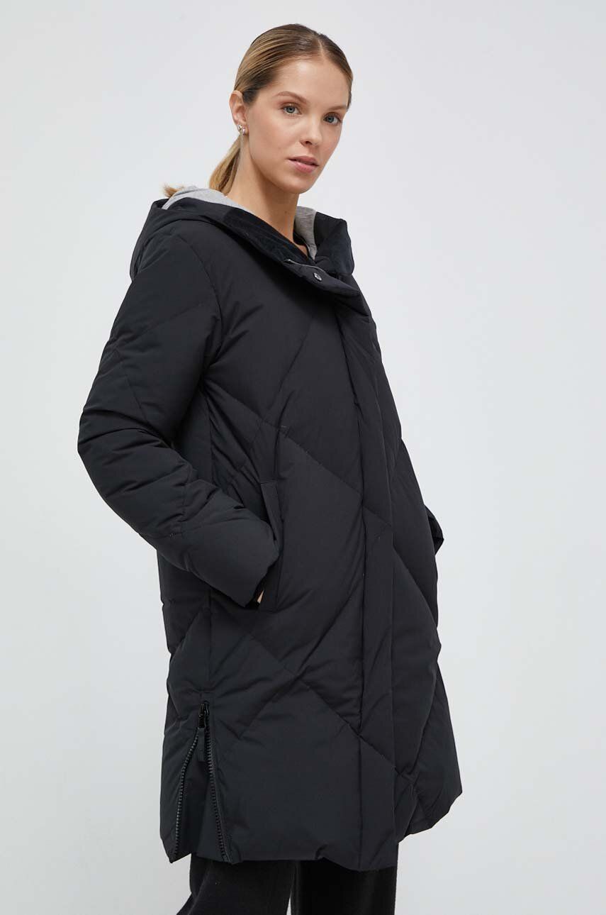 Péřová bunda Roxy dámská, černá barva, zimní
