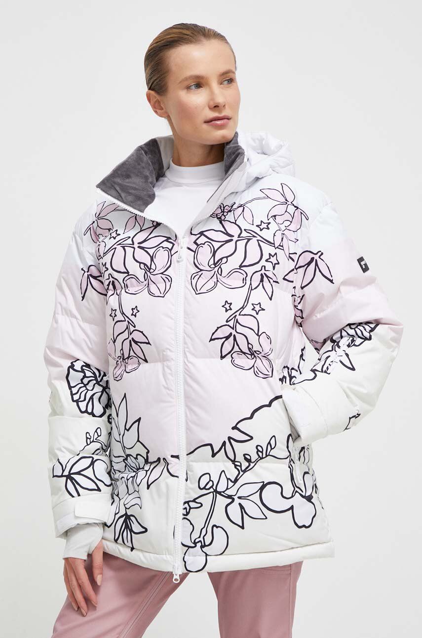 Péřová bunda Roxy x Rowley bílá barva - bílá - Hlavní materiál: 100 % Polyester Podšívka: 100 %