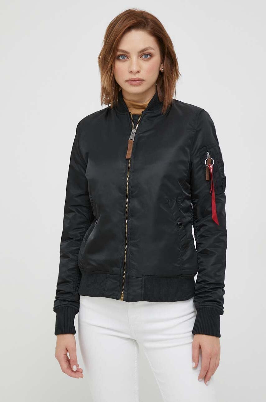 Bomber bunda Alpha Industries MA-1 VF 59 Wmn černá barva, přechodná - černá - Hlavní materiál: 100 %