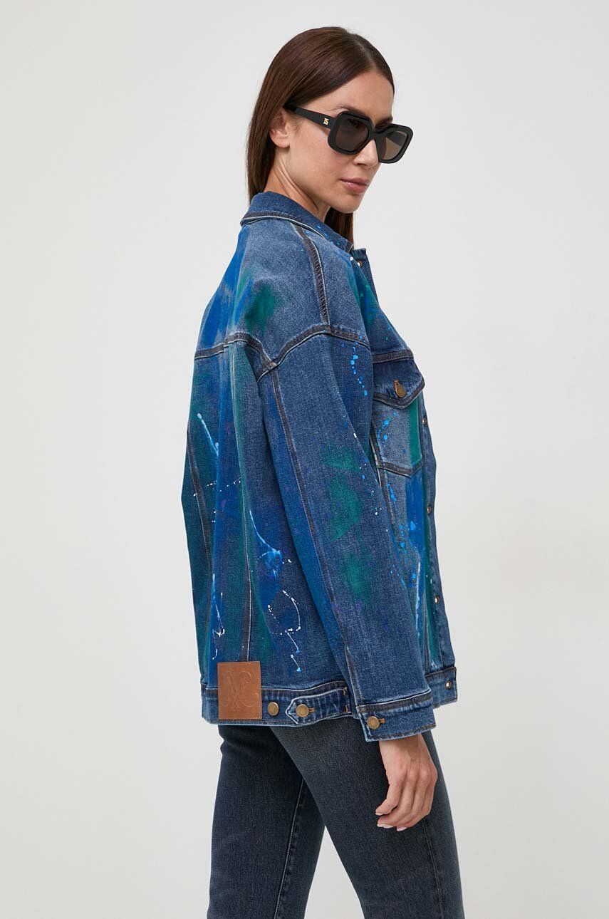 MAX&Co. geaca jeans femei, culoarea albastru marin, de tranzitie, oversize