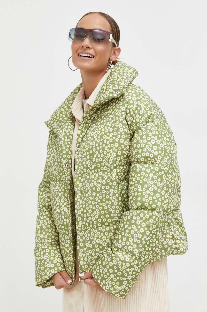 Bunda Billabong dámská, zelená barva, zimní, oversize - zelená - 100 % Polyester