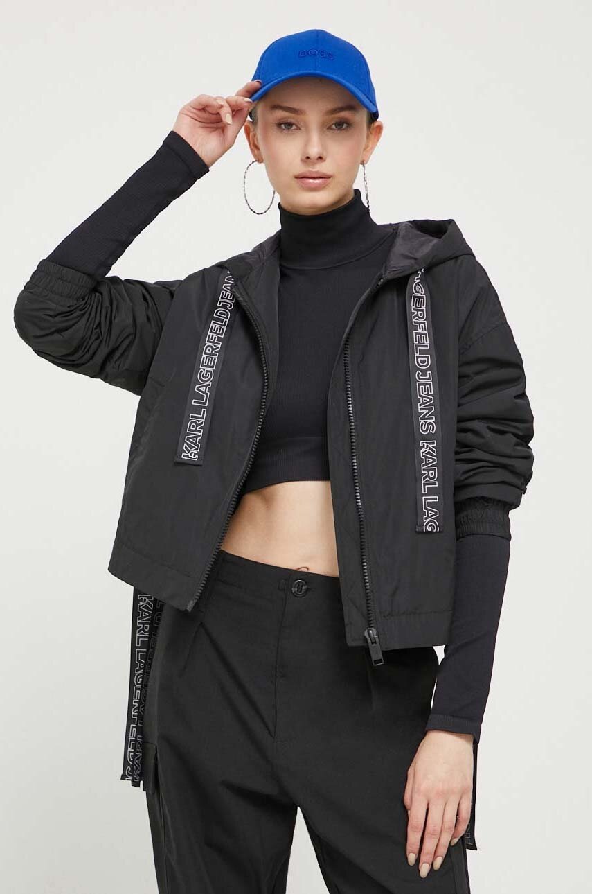

Куртка Karl Lagerfeld Jeans женская цвет чёрный переходная oversize