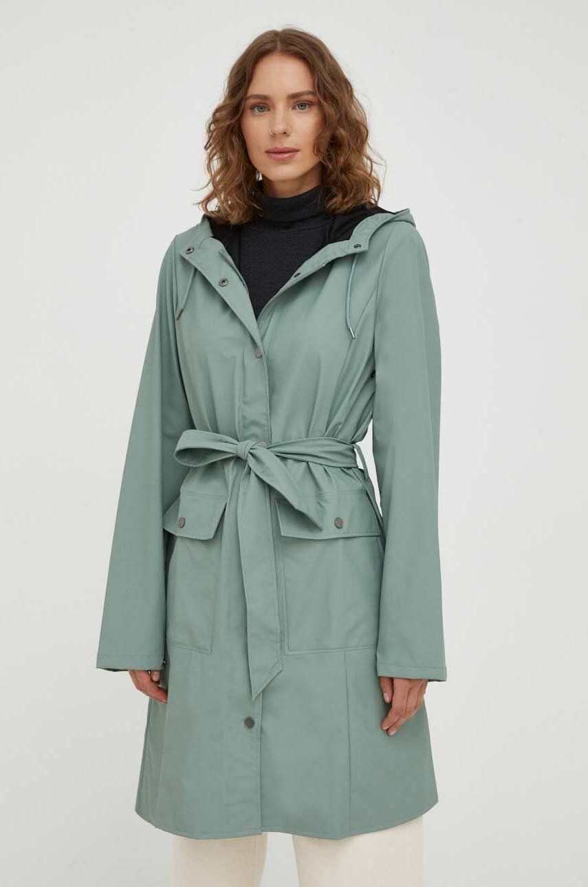 Nepromokavá bunda Rains 18130 Jackets dámská, zelená barva, přechodná - zelená - 100 % Polyester s p
