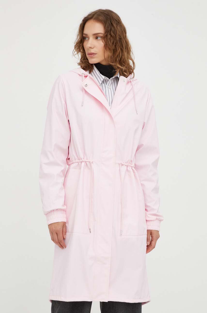 Pláštěnka (parka) Rains 18550 Jackets růžová barva - růžová - 100 % Polyester s polyuretanovým povla