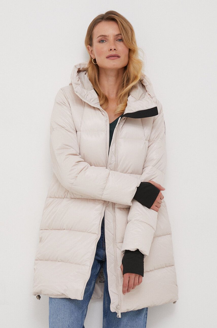E-shop Péřová bunda Bomboogie dámská, béžová barva, zimní