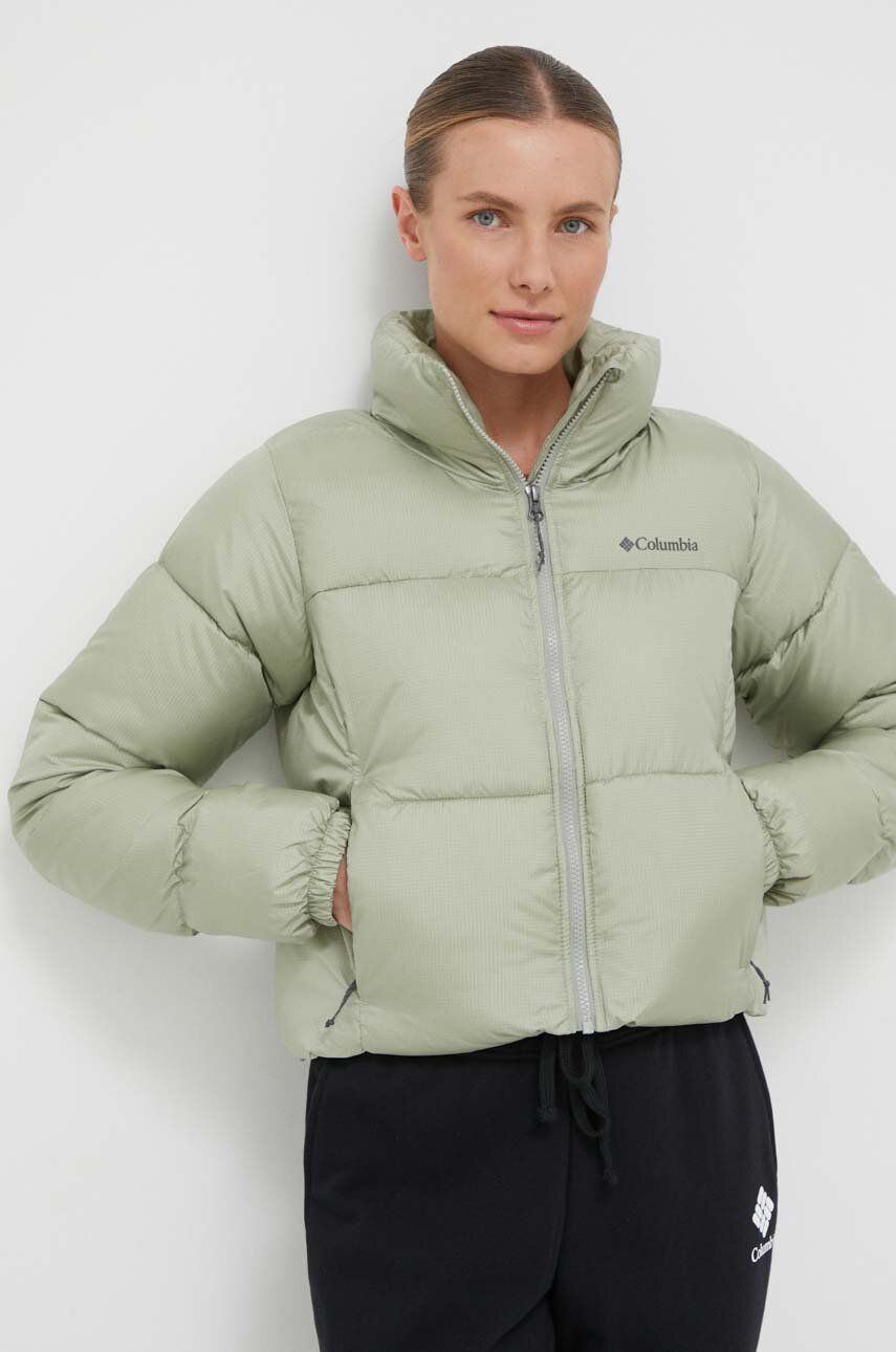 Columbia geacă Puffect Cropped Jacket femei, culoarea verde, de iarnă 2002491