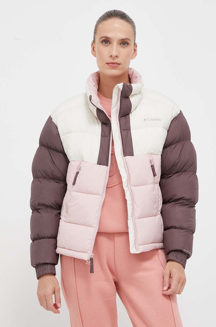 Bunda Columbia dámská, růžová barva, zimní - růžová - Hlavní materiál: 100 % Polyester Podšívka