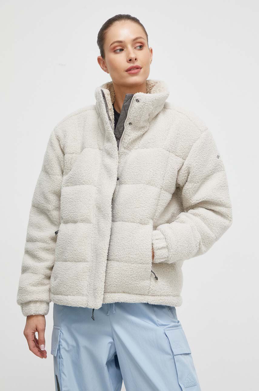 Péřová bunda Columbia dámská, béžová barva, zimní - béžová - Hlavní materiál: 98 % Bavlna
