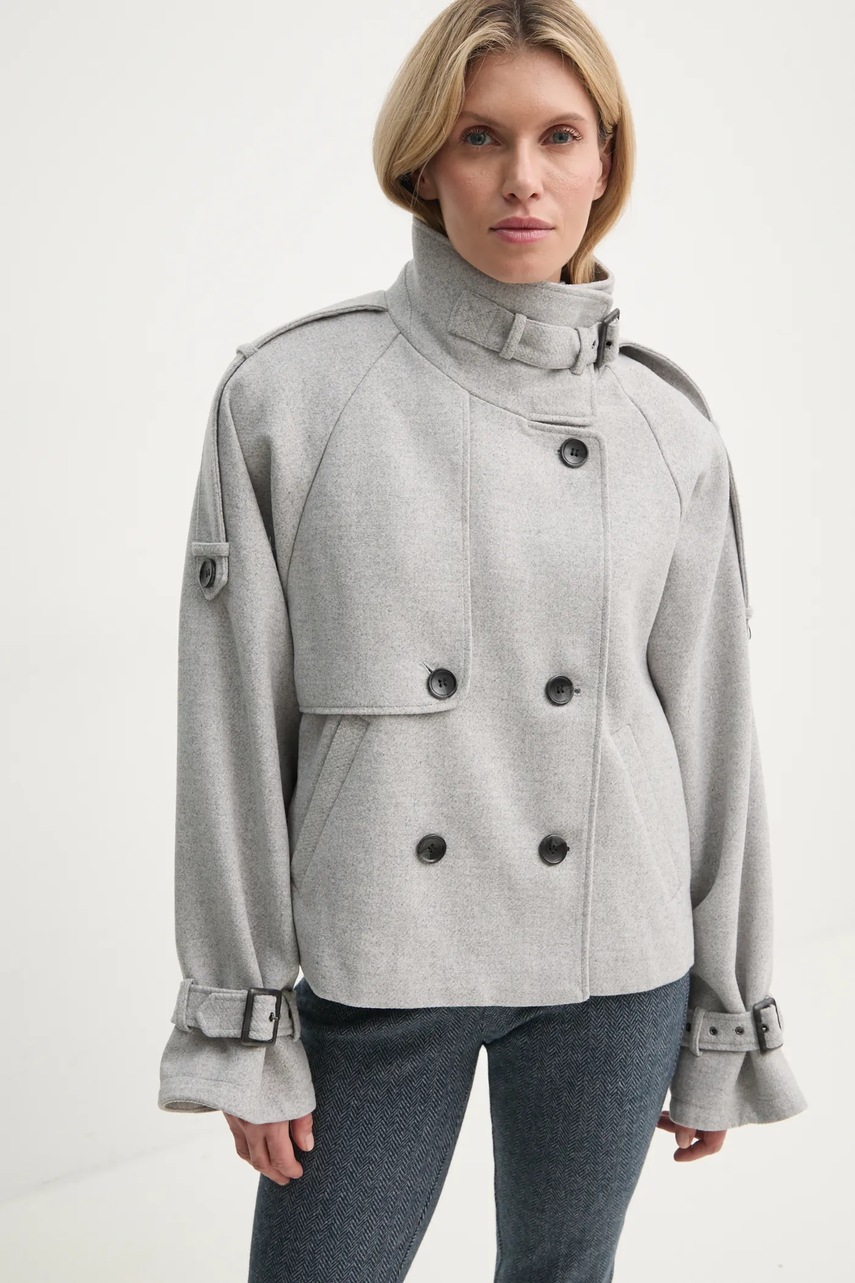 Μπουφάν από μίγμα μαλλιού Gestuz χρώμα: γκρι φωτογραφία