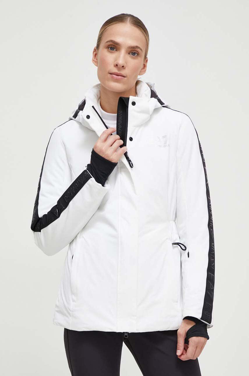 Lyžařská bunda EA7 Emporio Armani bílá barva - bílá - Doplňkový materiál 1: 80 % Polyamid