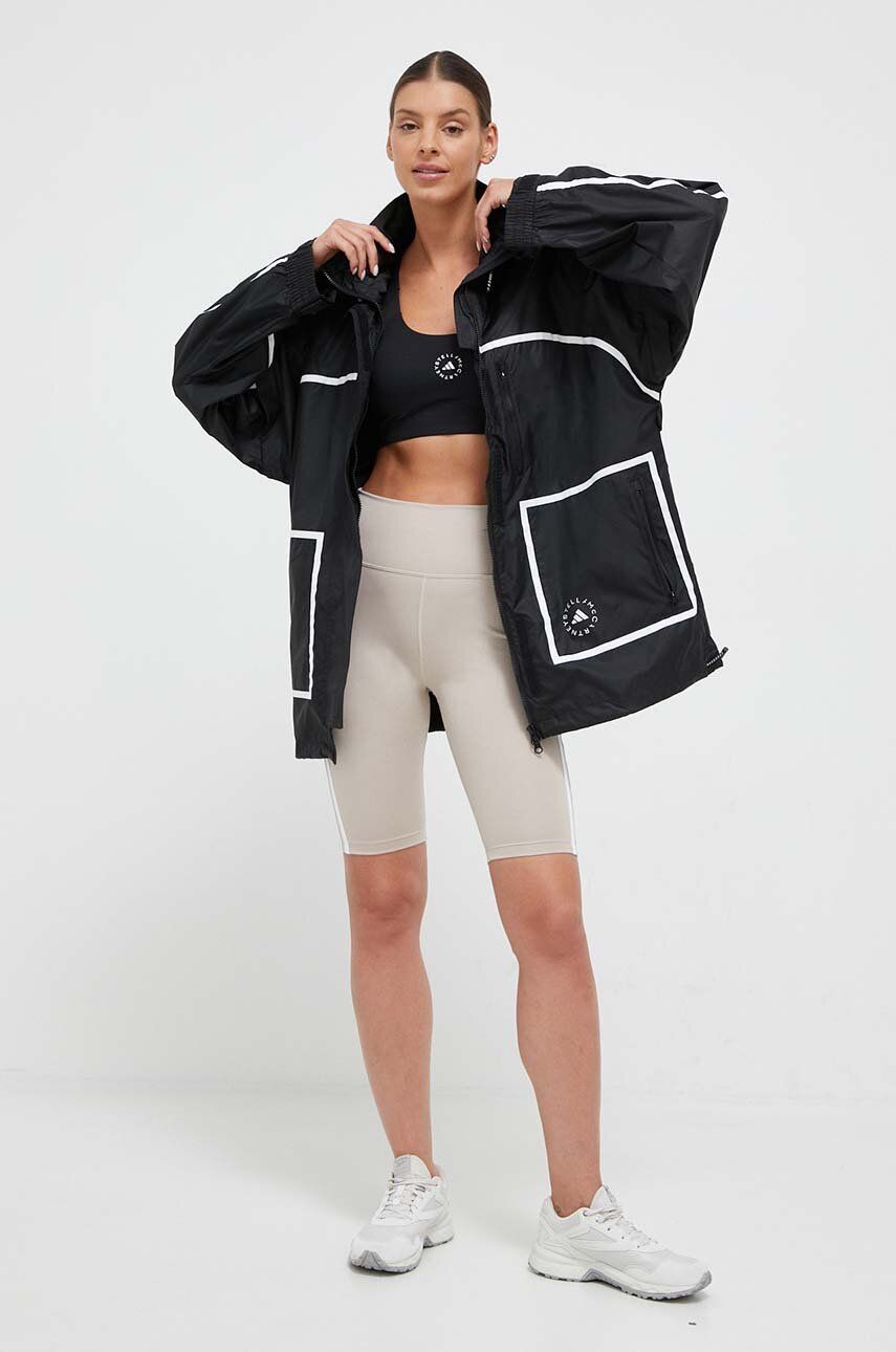 Adidas By Stella Mccartney Geaca Femei, Culoarea Negru, De Tranzitie, Oversize