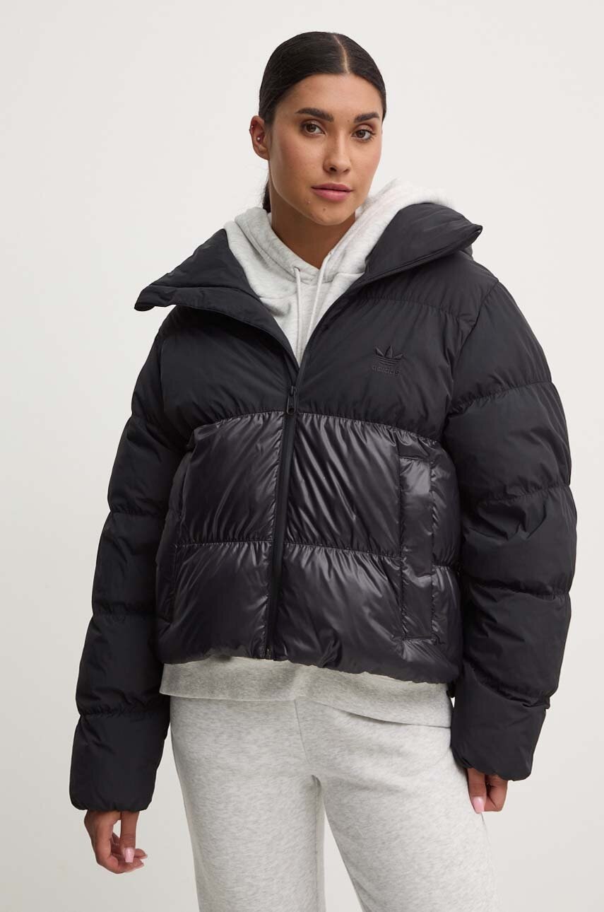 Péřová bunda adidas Originals Regen Cropped Jacket Black dámská, černá barva, zimní, II8486 - černá 