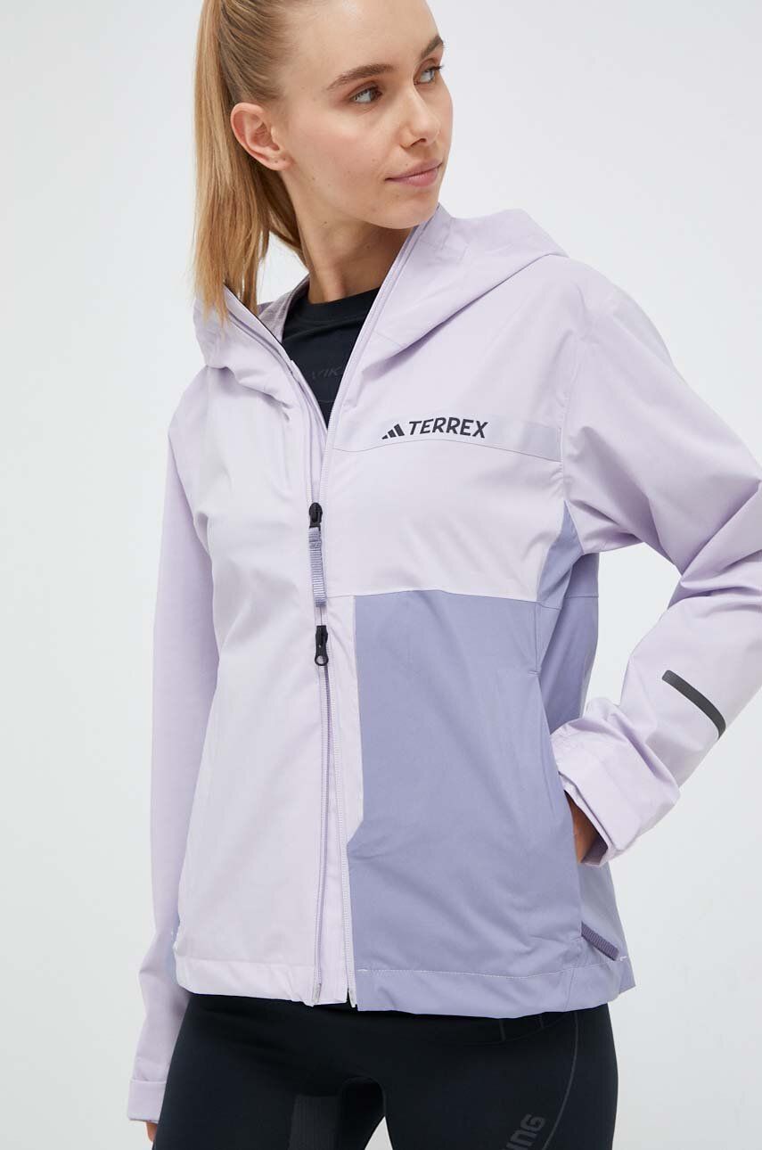 Nepromokavá bunda adidas TERREX Multi RAIN. RDY dámská, fialová barva - fialová -  Hlavní materi