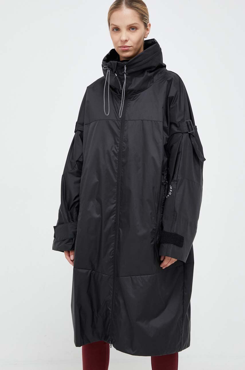 Bunda adidas by Stella McCartney dámská, černá barva, přechodná, oversize - černá -  100 % Recy
