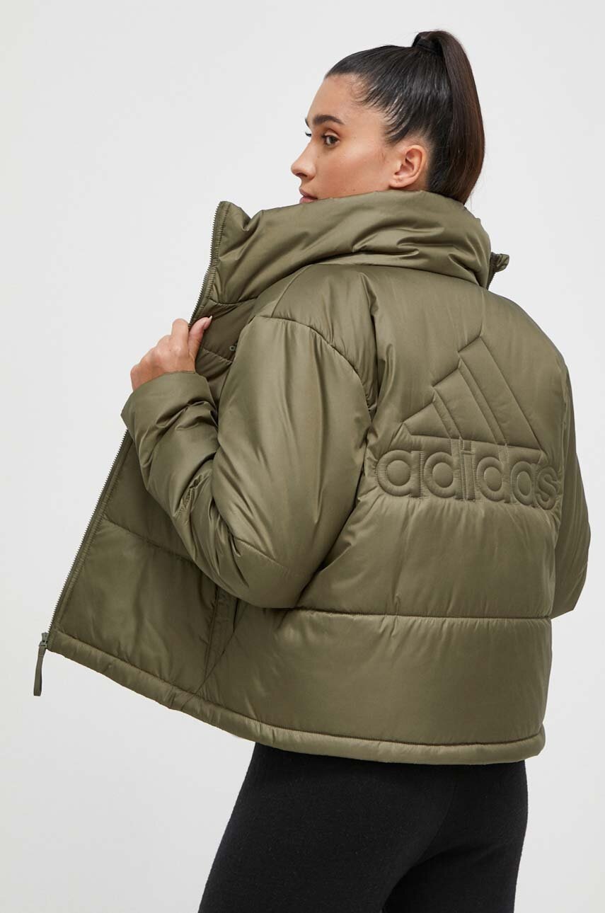 adidas geaca femei, culoarea verde, de iarna