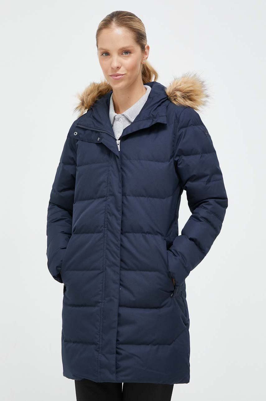 E-shop Péřová bunda Helly Hansen dámská, tmavomodrá barva, zimní