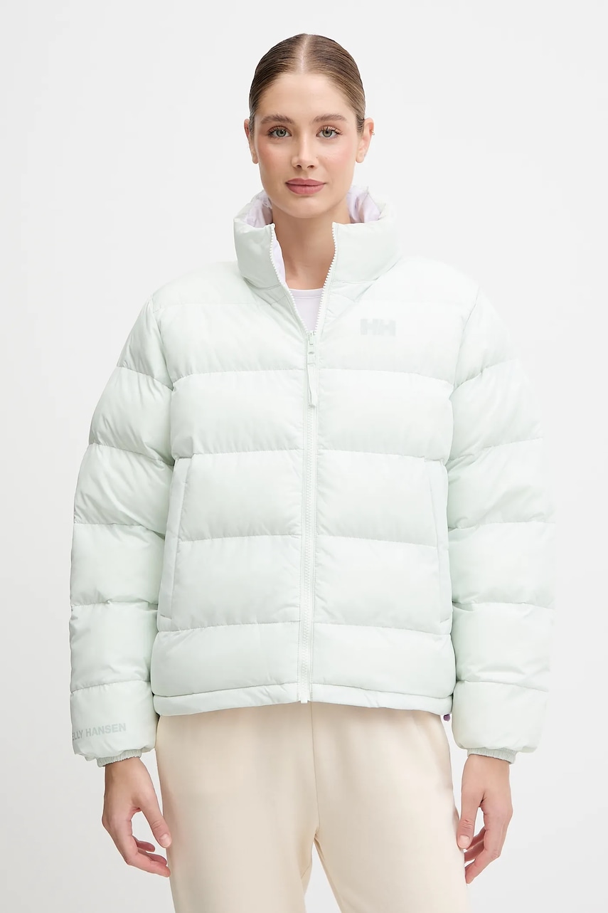 Helly Hansen geacă cu două fețe YU 23 REVERSIBLE PUFFER culoarea roz, de iarnă, oversize, 54061