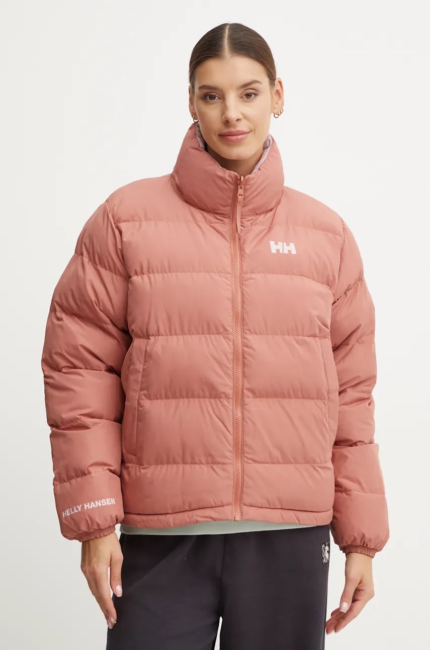 Helly Hansen geaca cu doua fete femei, culoarea roz, de iarna, oversize Helly Hansen geaca cu doua fete femei, culoarea roz, de iarna, oversize